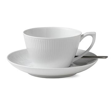White Fluted teekuppi ja aluslautanen - 28 cl - Royal Copenhagen