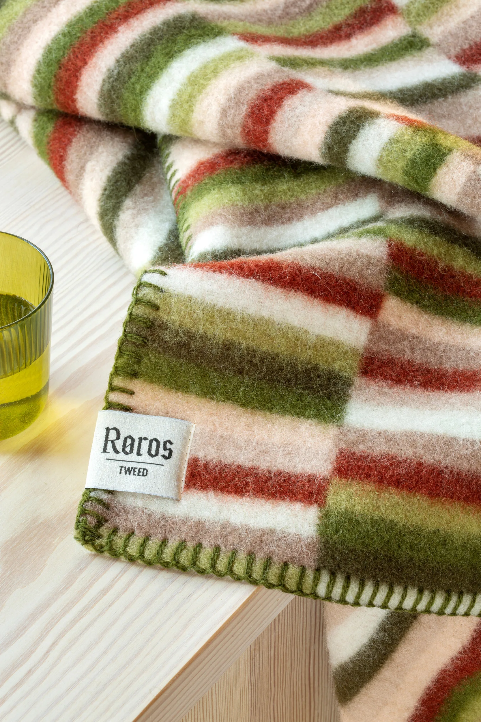 Ida viltti 135x200 cm, Olive burgundy Røros Tweed