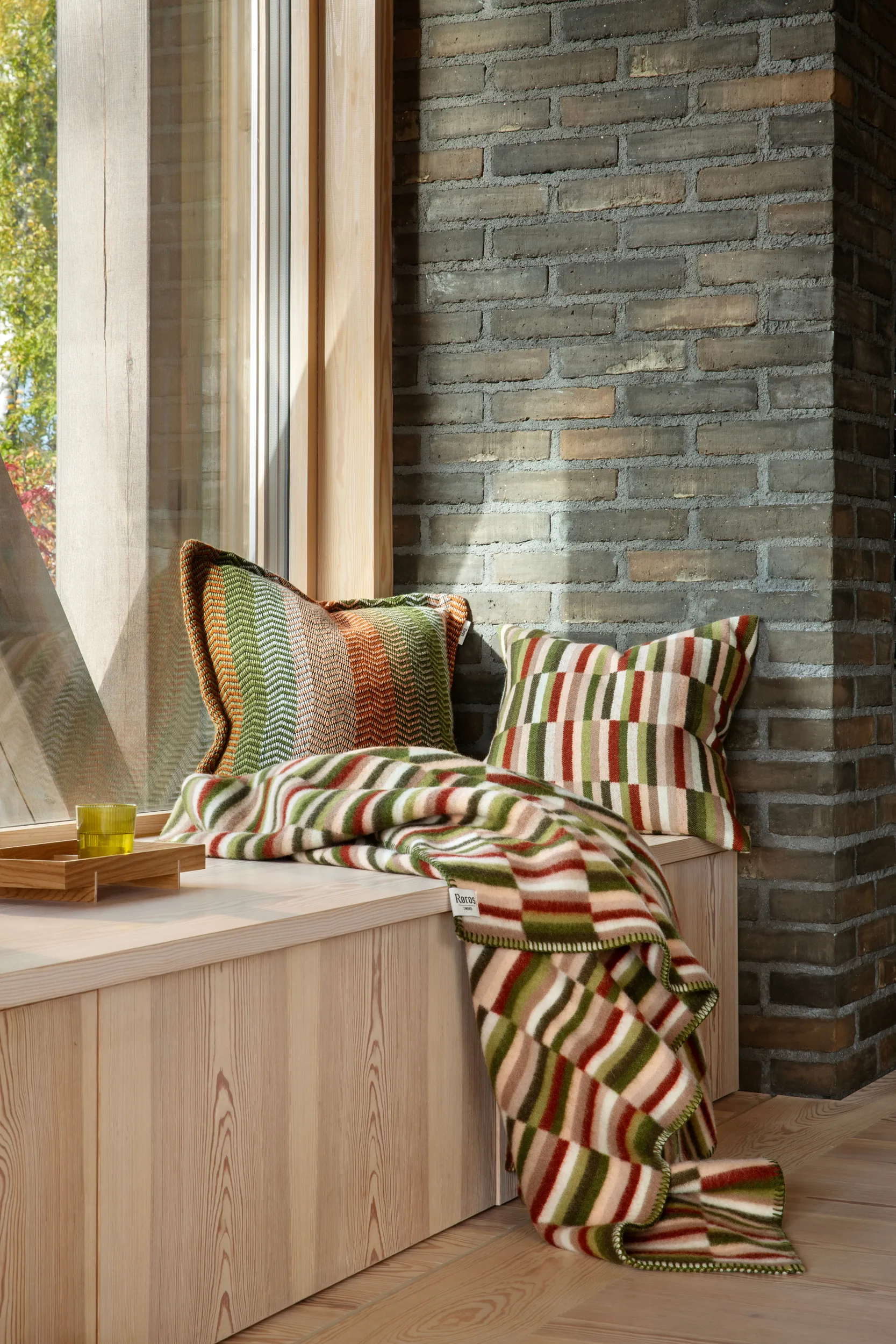 Ida viltti 135x200 cm, Olive burgundy Røros Tweed