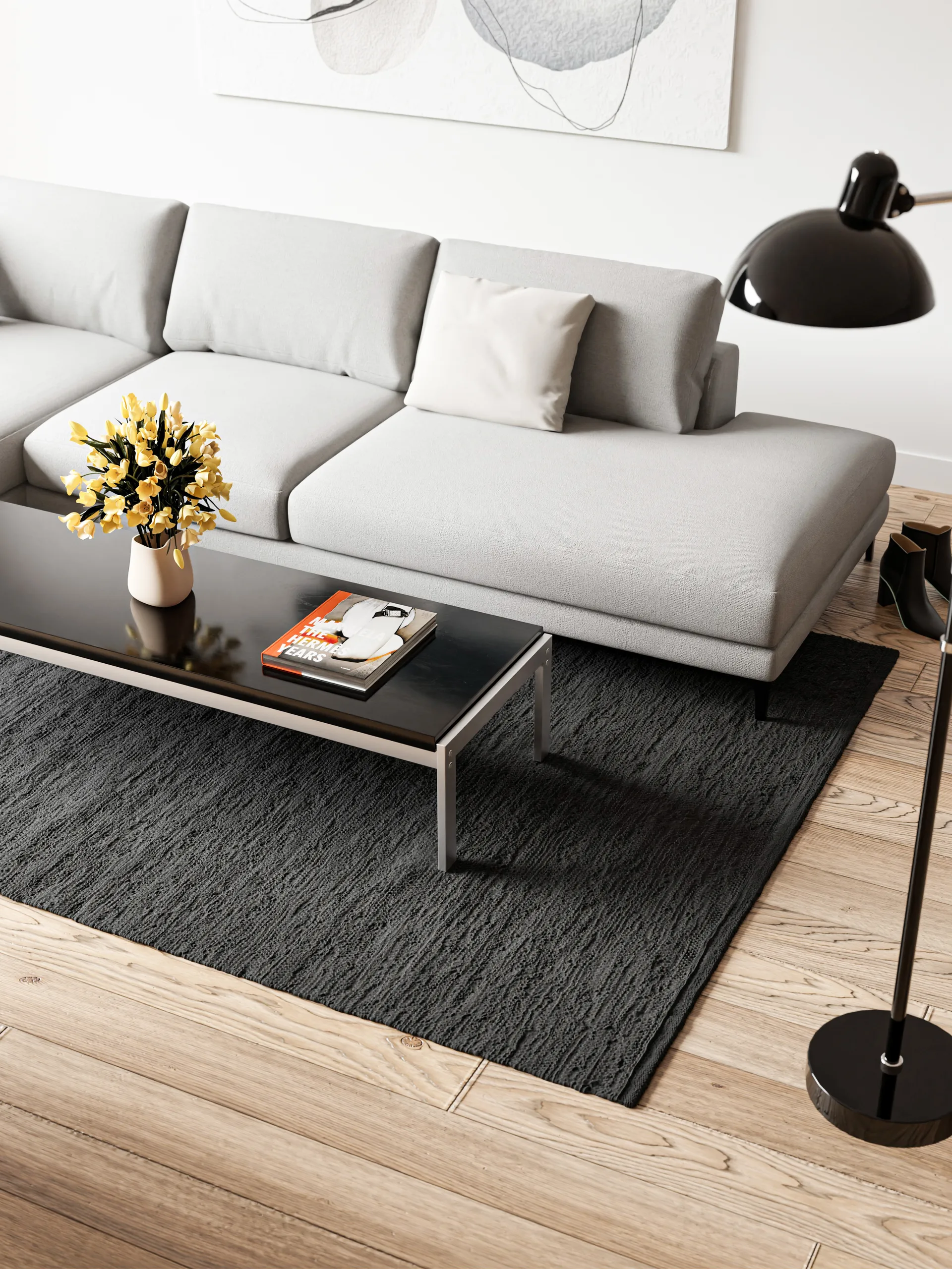 Cotton matto 140 x 200 cm, Charcoal Rug Solid