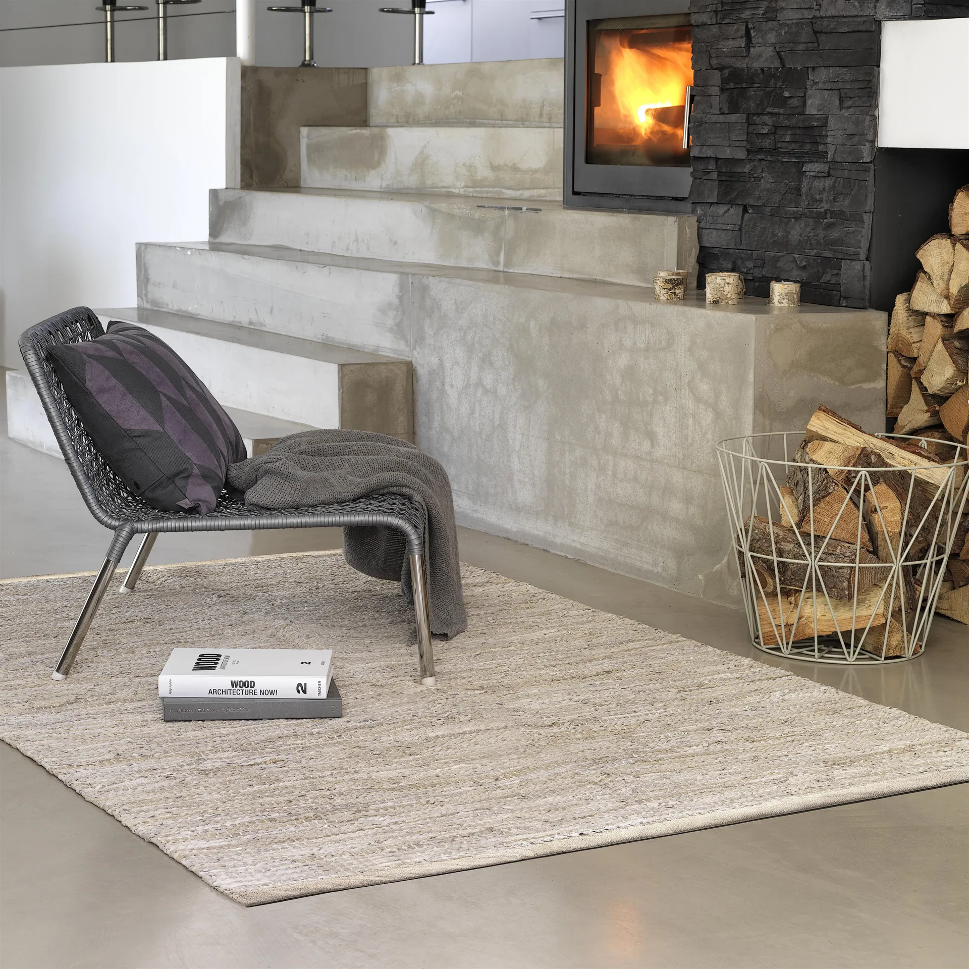 Leather matto 140 x 200 cm, beige Rug Solid