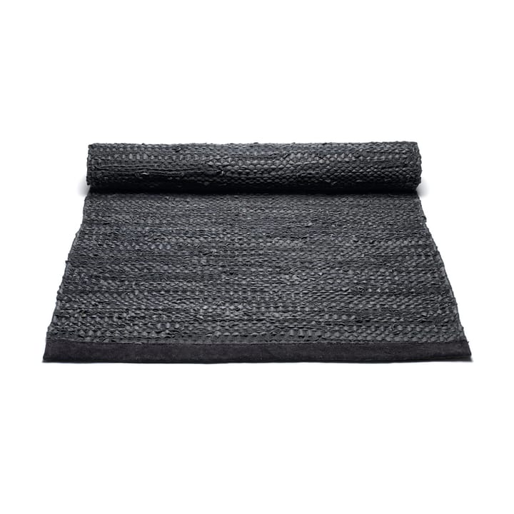Leather matto 65 x 135 cm, black (musta) Rug Solid