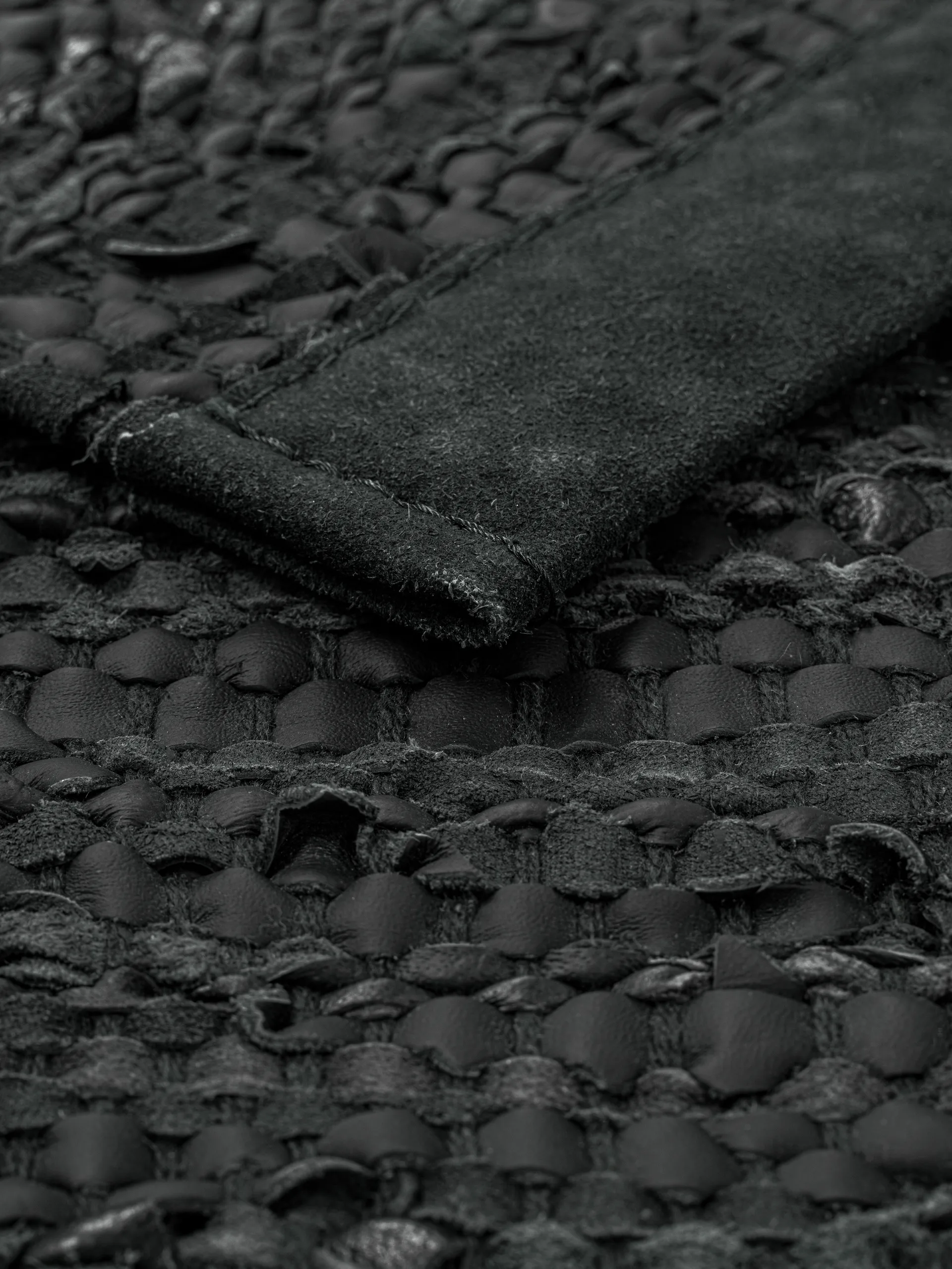 Leather matto 65 x 135 cm, dark grey (tummanharmaa) Rug Solid