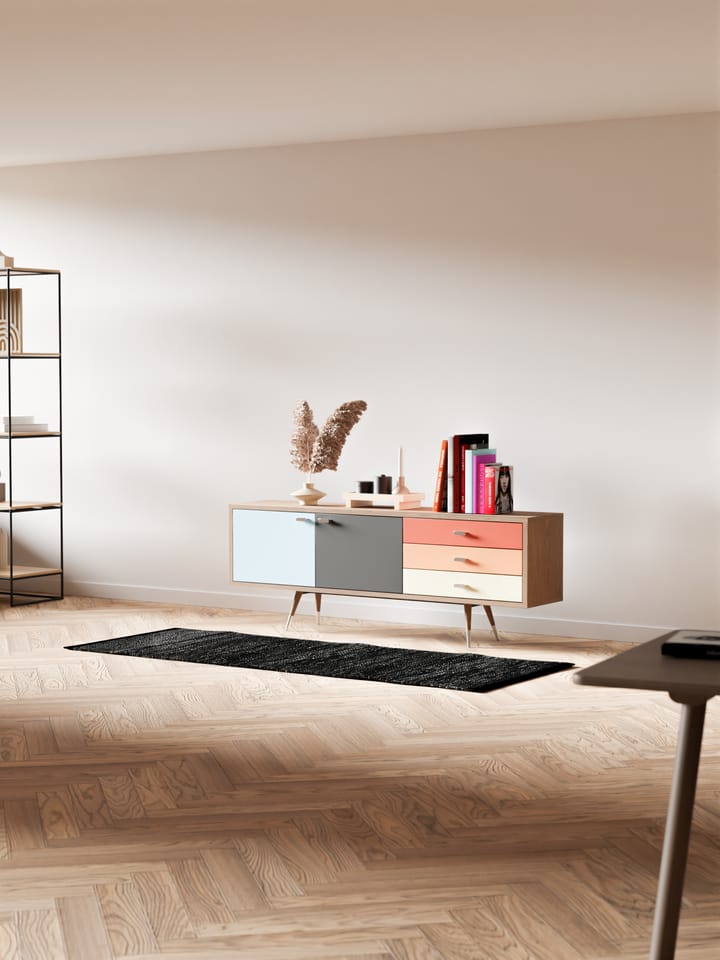 Leather matto 75 x 200 cm, black (musta) Rug Solid