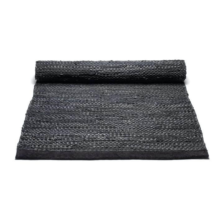 Leather matto 75 x 200 cm, black (musta) Rug Solid