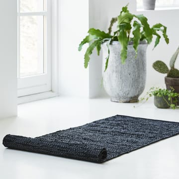 Leather matto 75 x 200 cm - black (musta) - Rug Solid