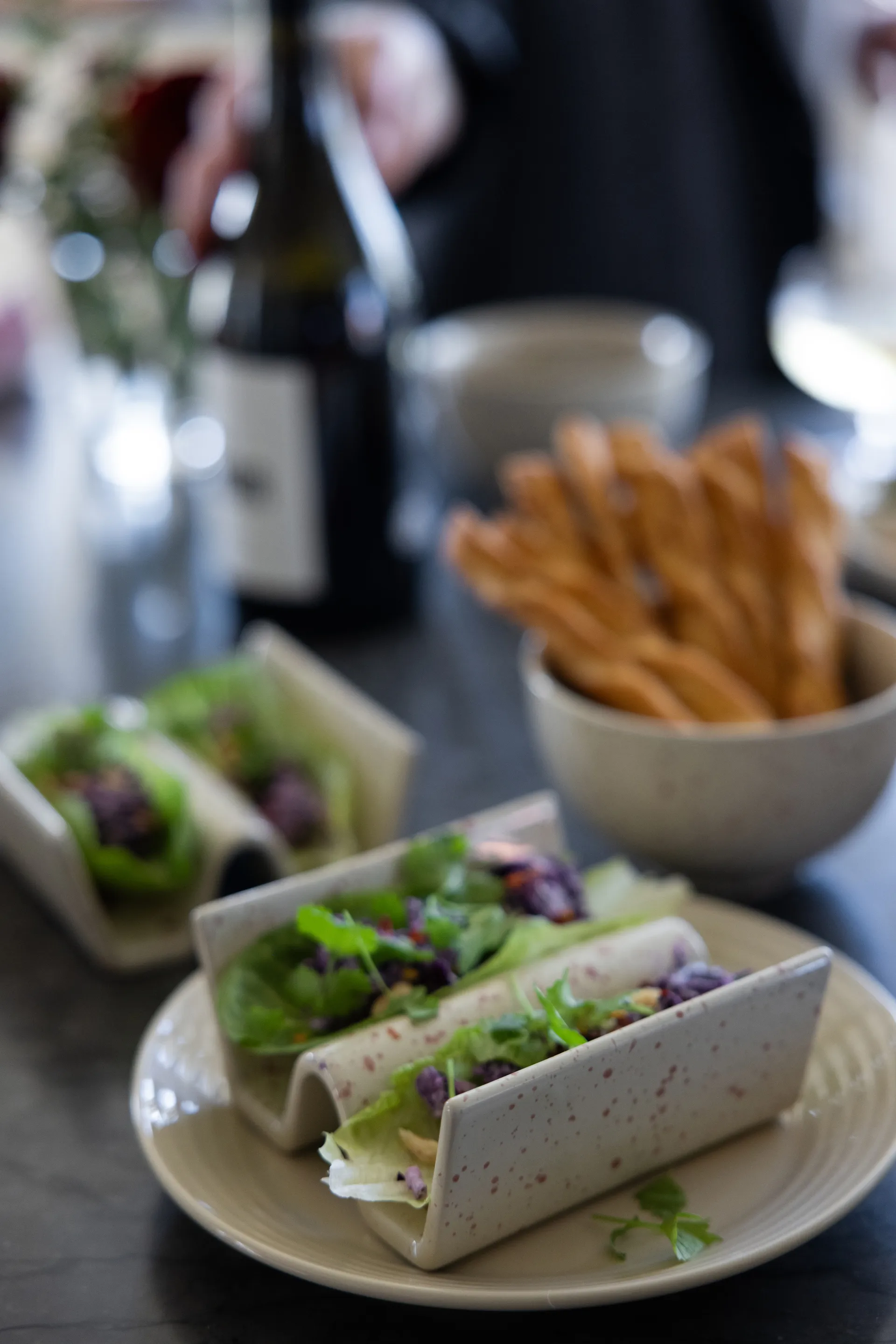 Ditte tacoteline 2 kpl, Beige-viininpunainen Sagaform