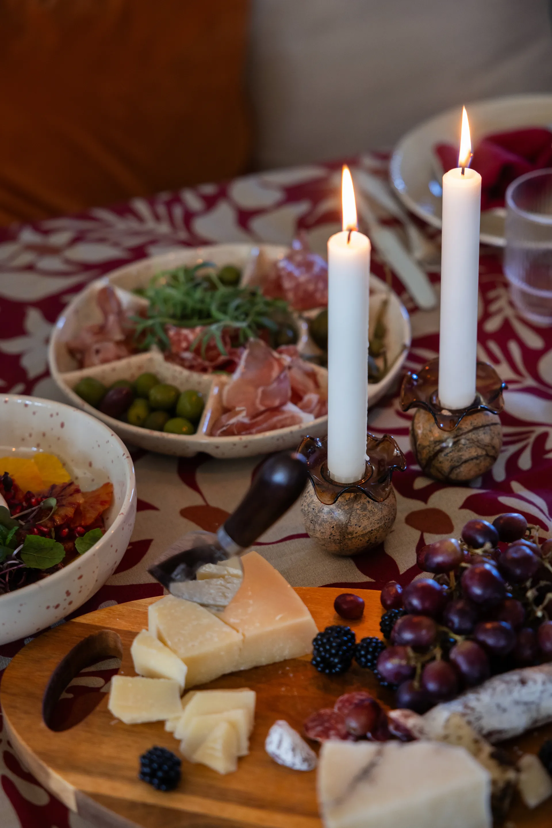 Sten kynttilänjalka Ø6 cm, Ruskea metsämarble Sagaform