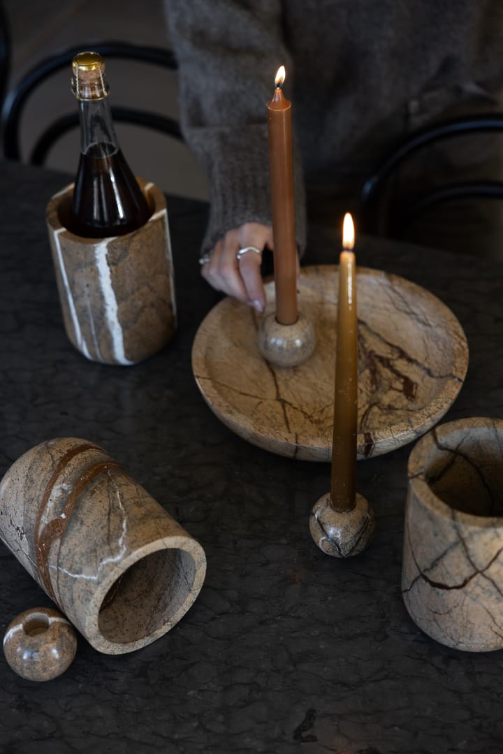 Sten kynttilänjalka Ø6 cm, Ruskea metsämarble Sagaform