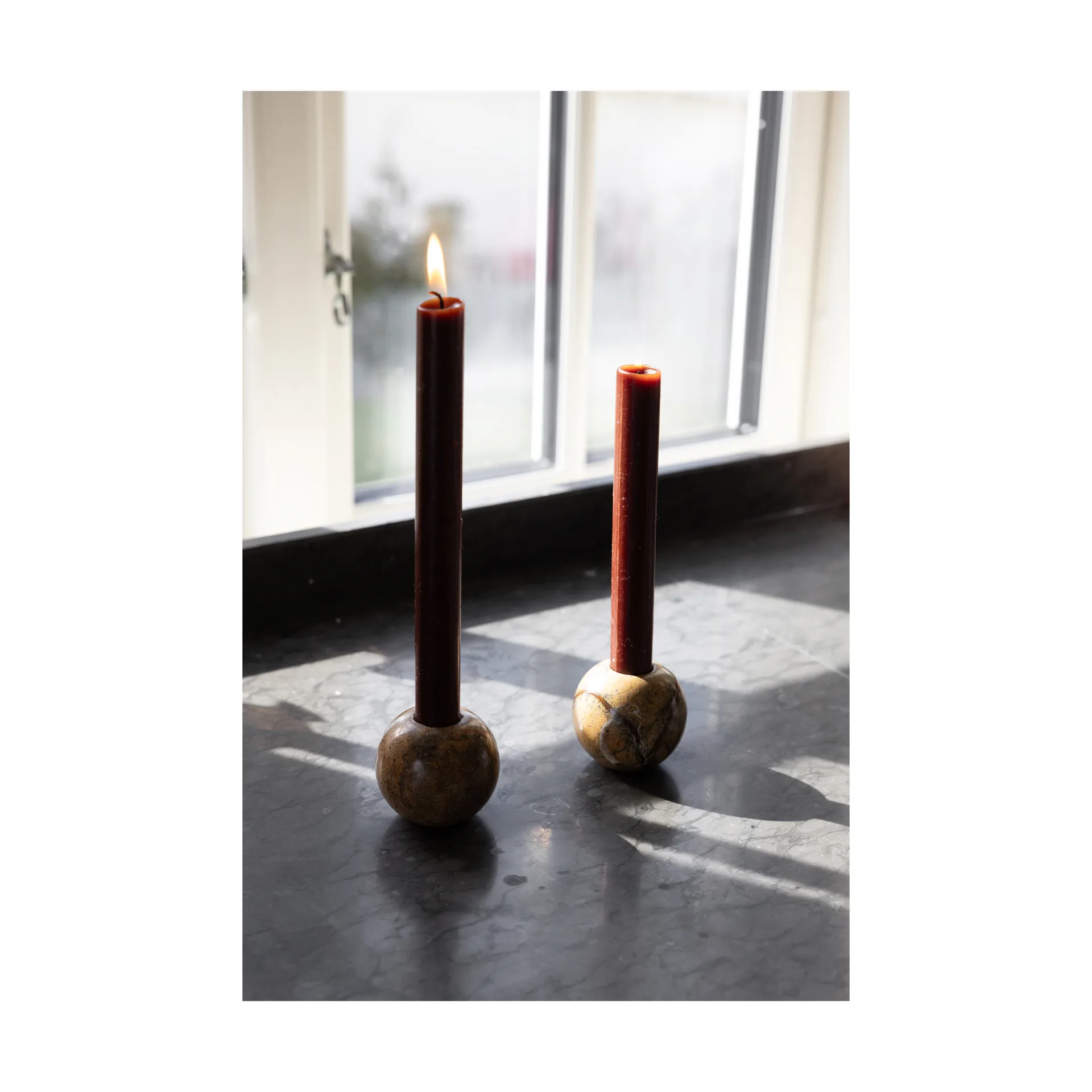 Sten kynttilänjalka Ø6 cm, Ruskea metsämarble Sagaform