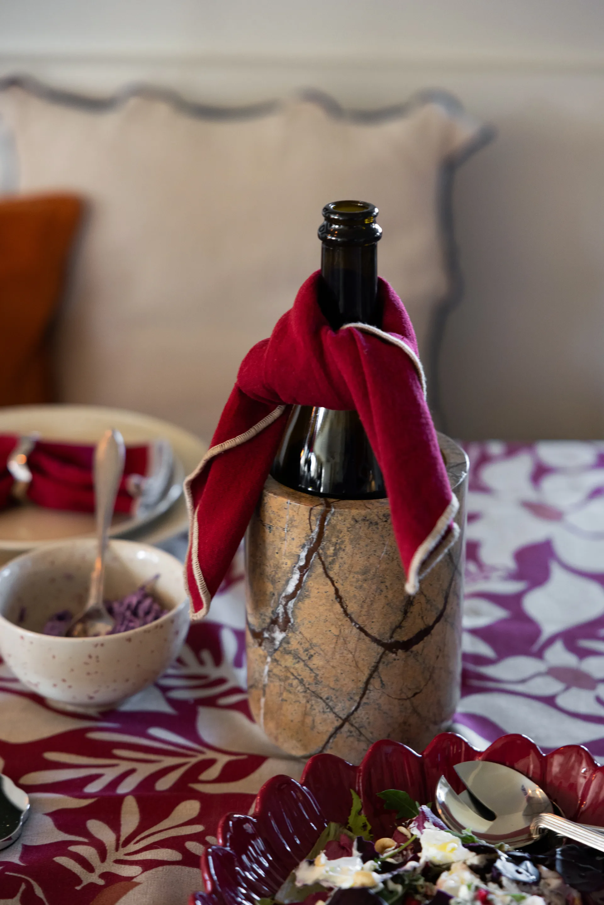 Sten viinijäähdytin Ø12,5 cm, Ruskea metsämarmeri Sagaform