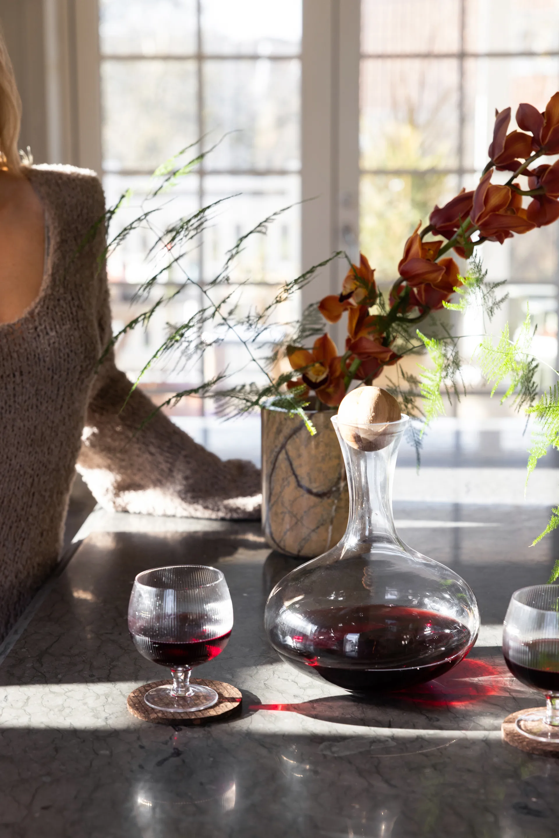 Sten viinijäähdytin Ø12,5 cm, Ruskea metsämarmeri Sagaform