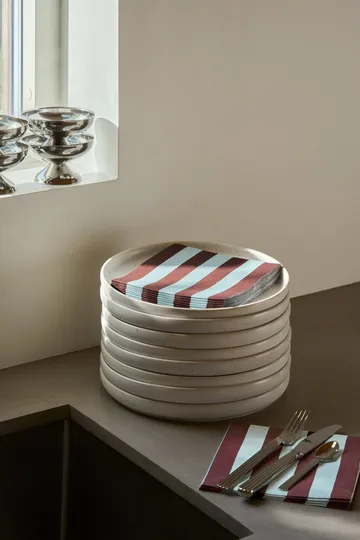 Bold Stripe paperiservetti - Viininpunainen-sininen, 20-pack, 33x33 cm - Scandi Essentials