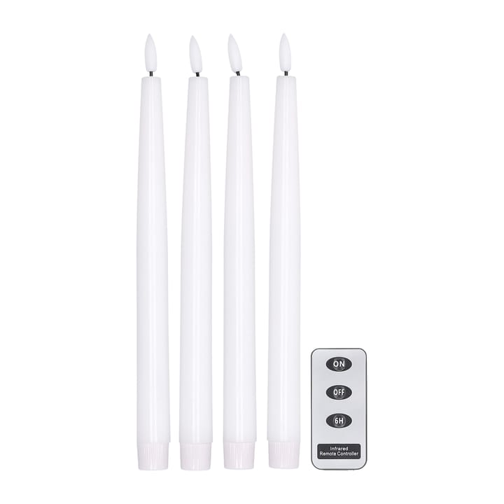Bright LED-kynttilä 28,5 cm 4-pakkaus kaukosäätimellä - Valkoinen - Scandi Essentials