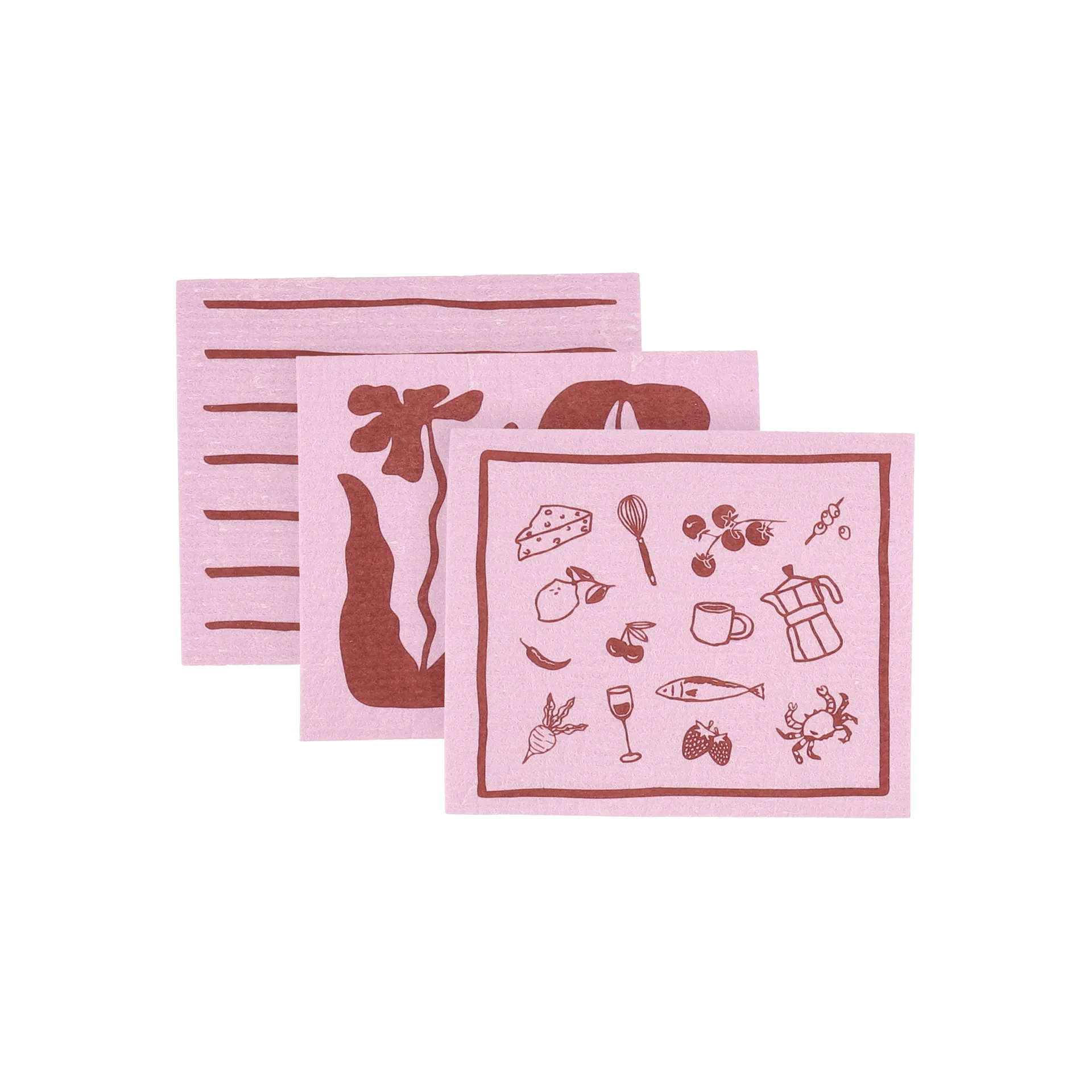 Daily tiskirätti kuviolla, Rosa, 3-pack Scandi Essentials