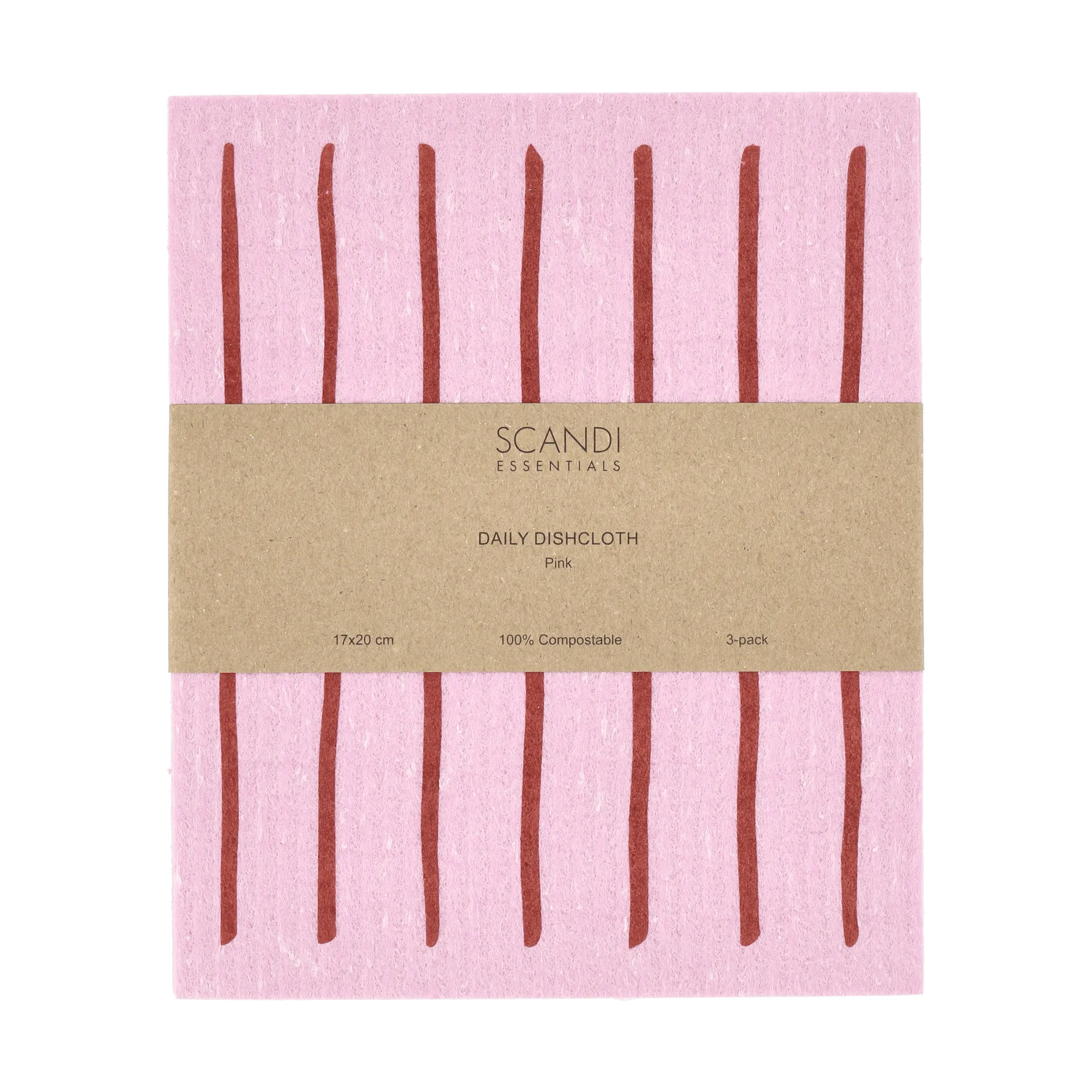 Daily tiskirätti kuviolla, Rosa, 3-pack Scandi Essentials