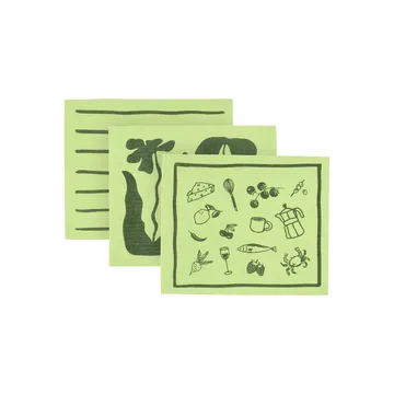 Daily tiskirätti kuviolla - Vihreä, 3-pack - Scandi Essentials