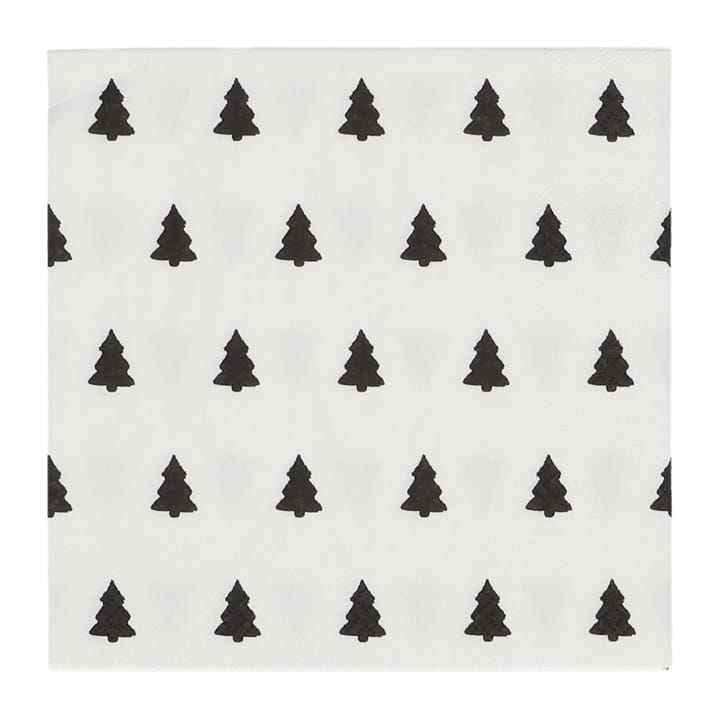 Linen trees -lautasliina 33 x 33 cm 20-pakkaus - black-white - Scandi Essentials