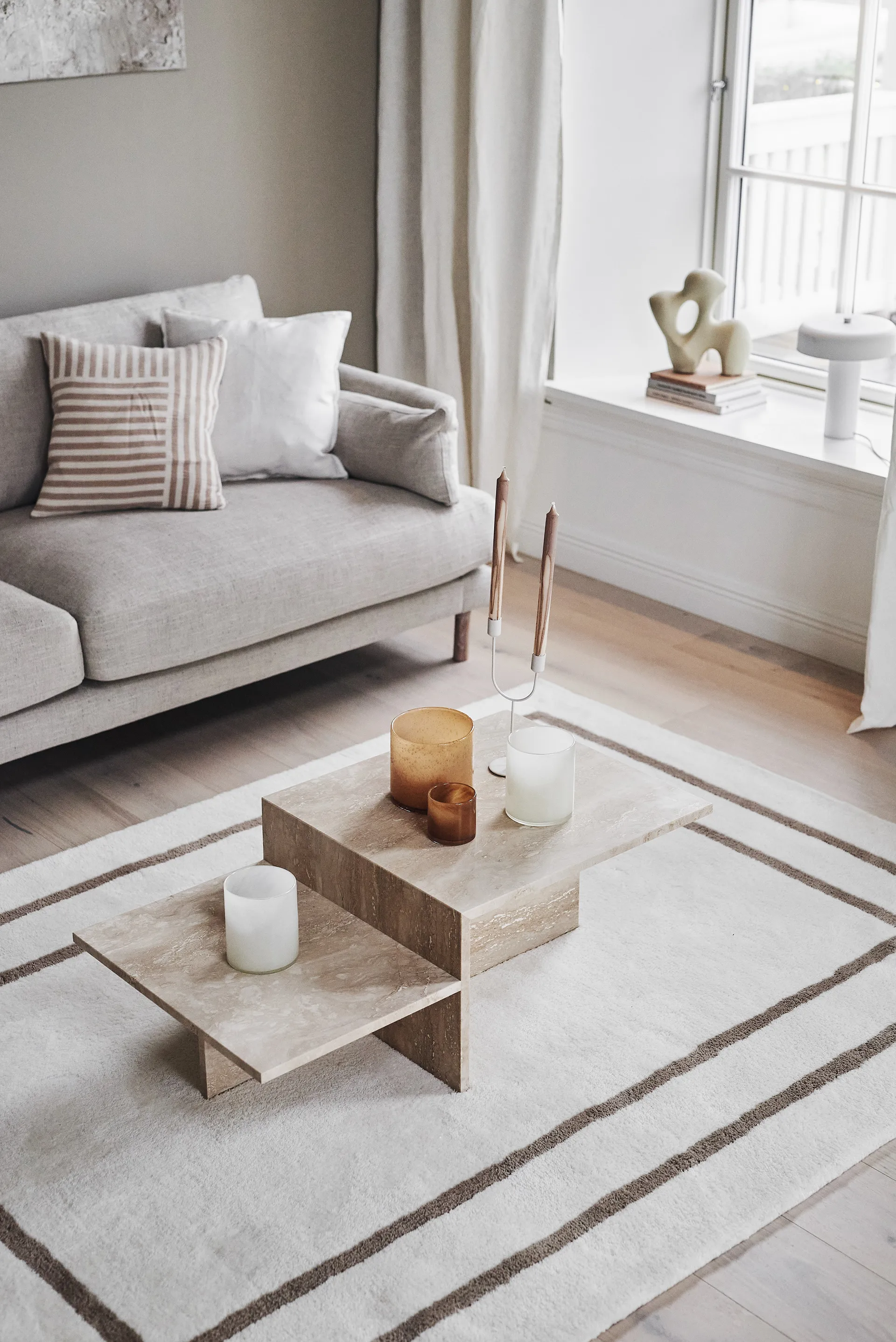 Borders villamatto, Valkoinen-beige 170x240 cm Scandi Living