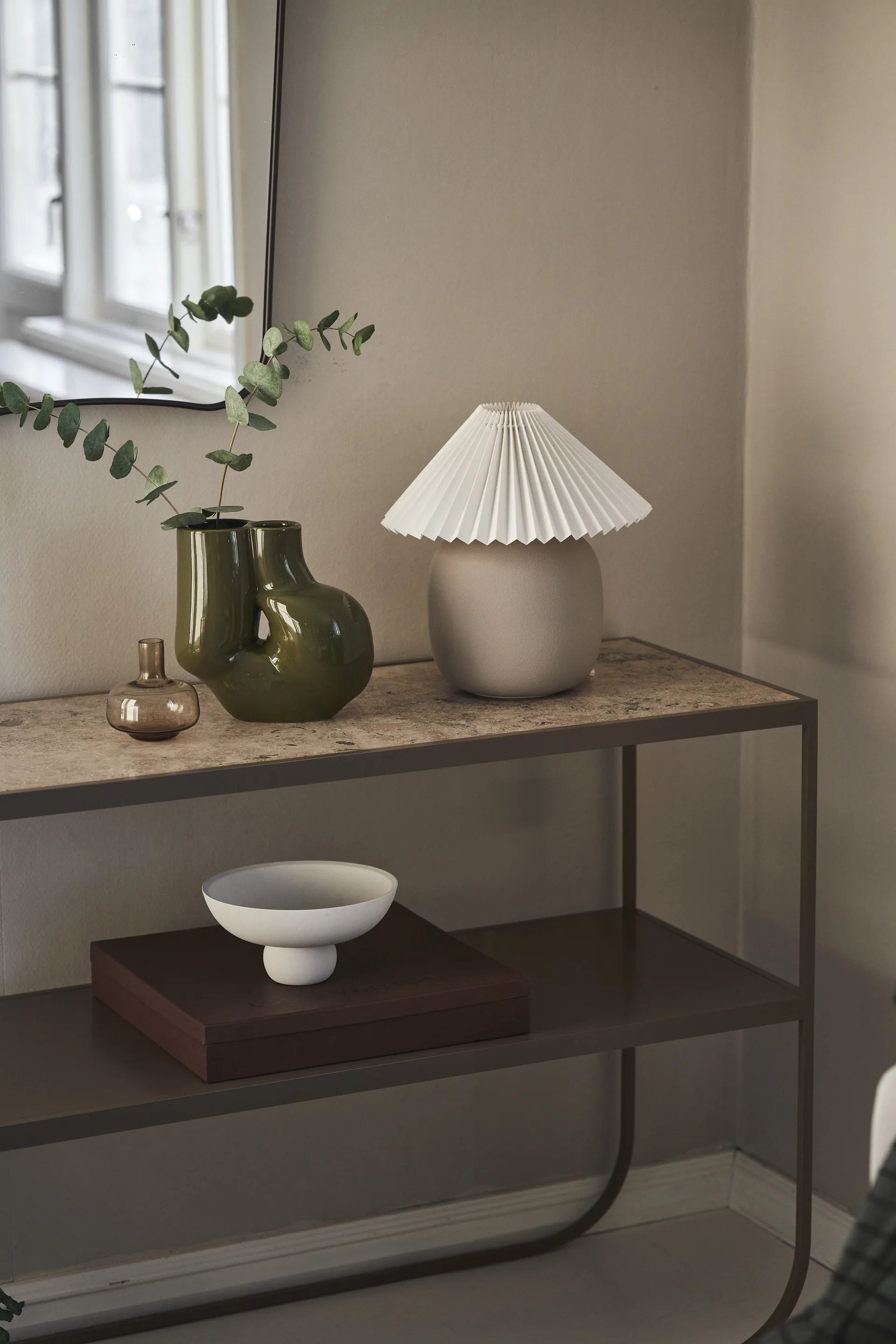 Boulder pöytävalaisin 29 cm grey-pleated white,  Scandi Living