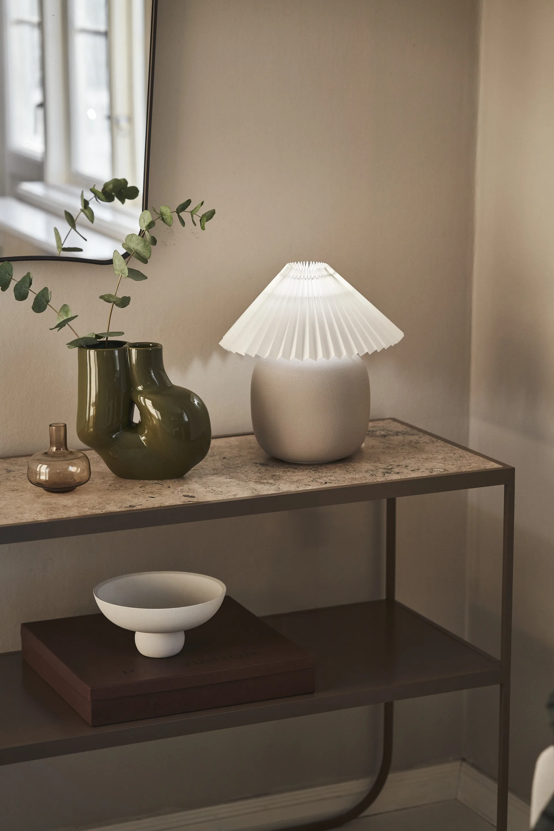 Boulder pöytävalaisin 29 cm grey-pleated white,  Scandi Living