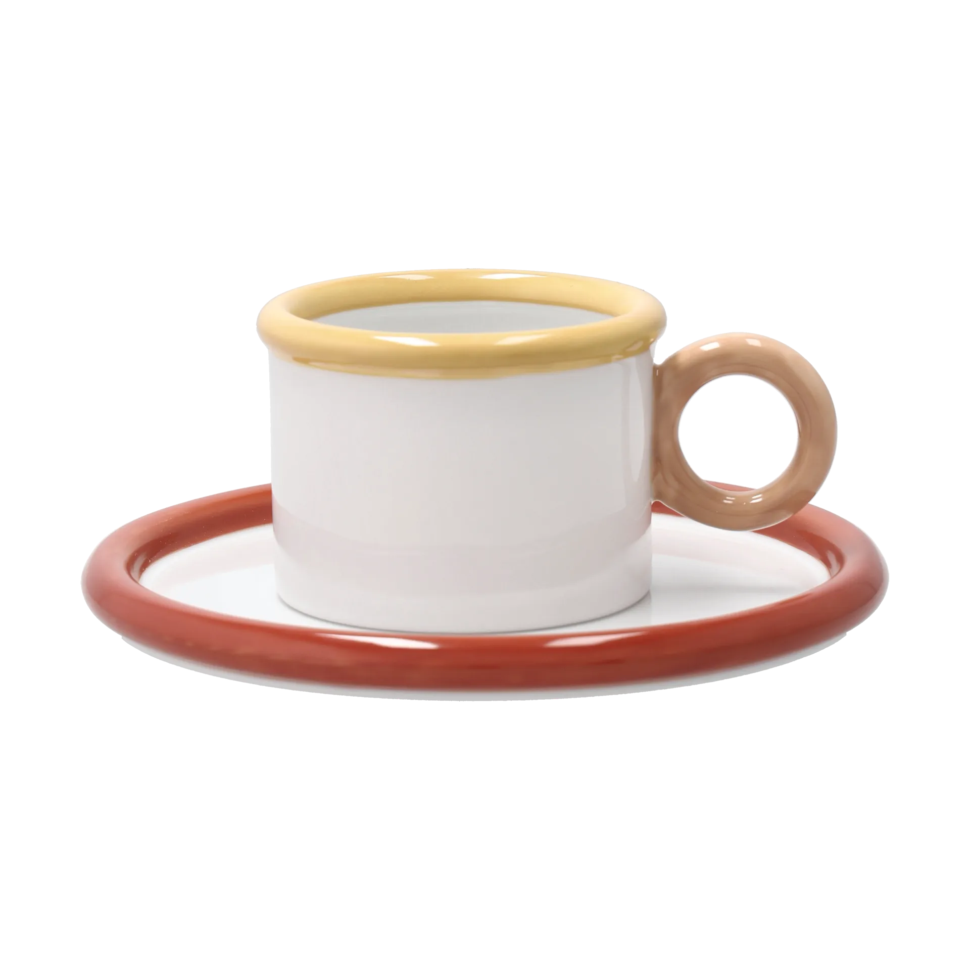 Chunky kuppi ja lautanen, Punainen-keltainen Scandi Living