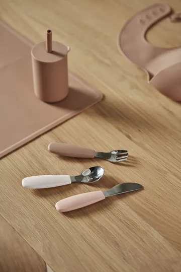 Dine silikoninen aterinsetti, 3 osaa - Poskipuna - Scandi Living