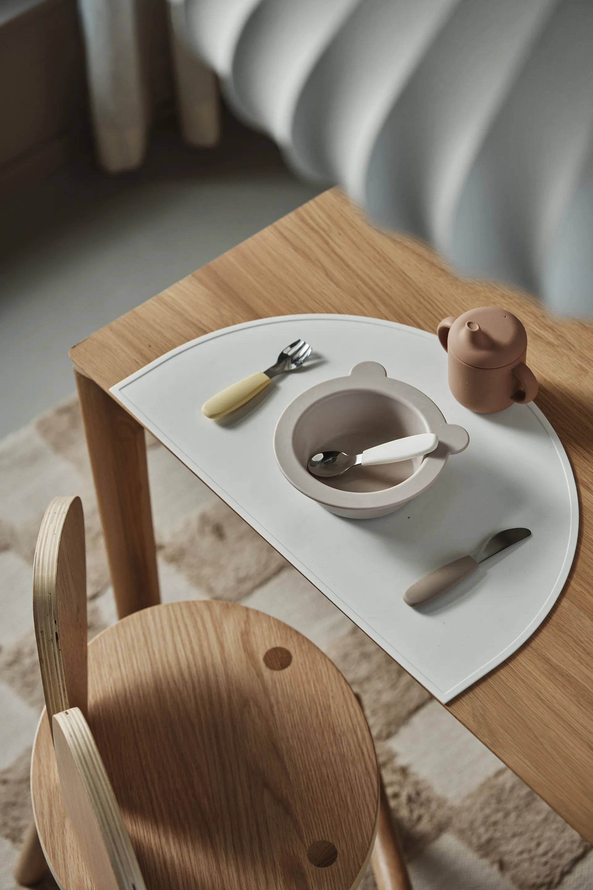 Dine silikoninen aterinsetti, 3 osaa, Taupe Scandi Living