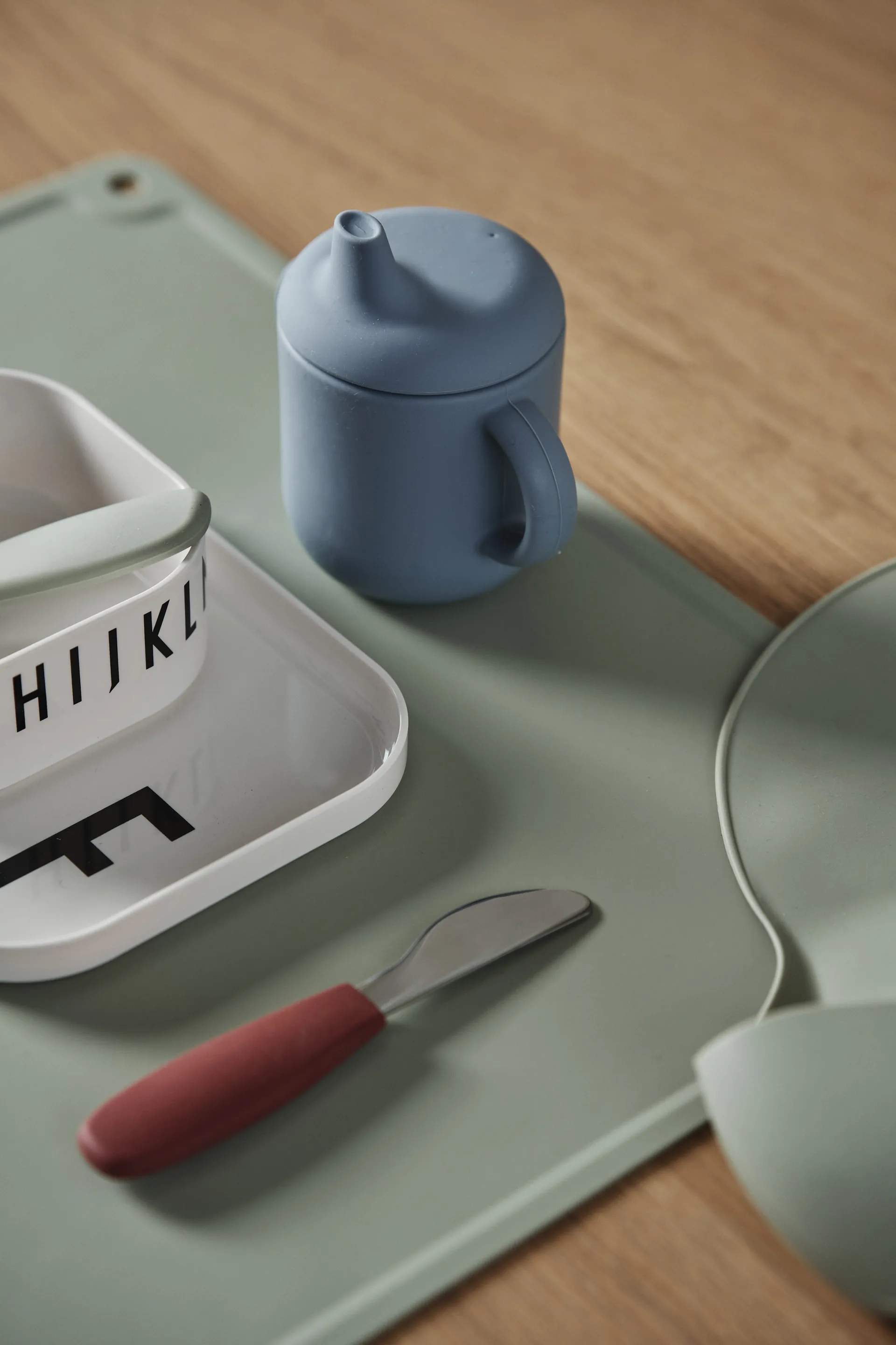 Dine silikoninen aterinsetti, 3 osaa, Vihreänsininen Scandi Living