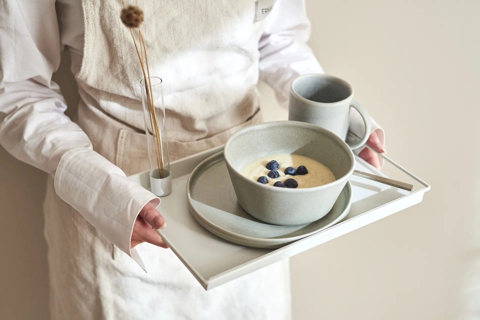 Draw tarjotin lisätarvikkeilla 22 x 32 cm, Valkoinen Scandi Living