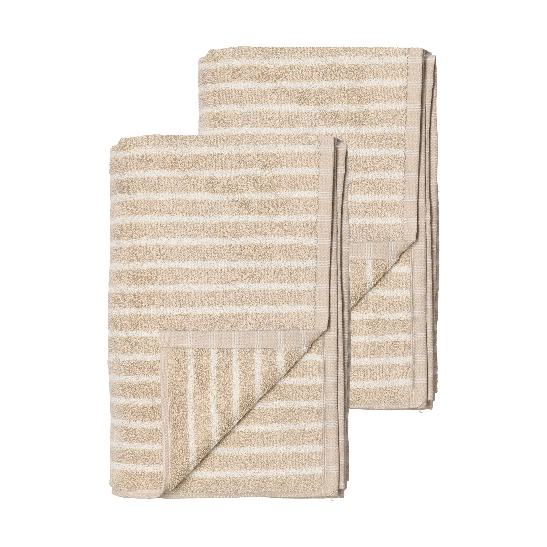 Drift kylpypyyhkeet 100x150 cm 2‑pakkaus – beige-valkoinen Scandi Living