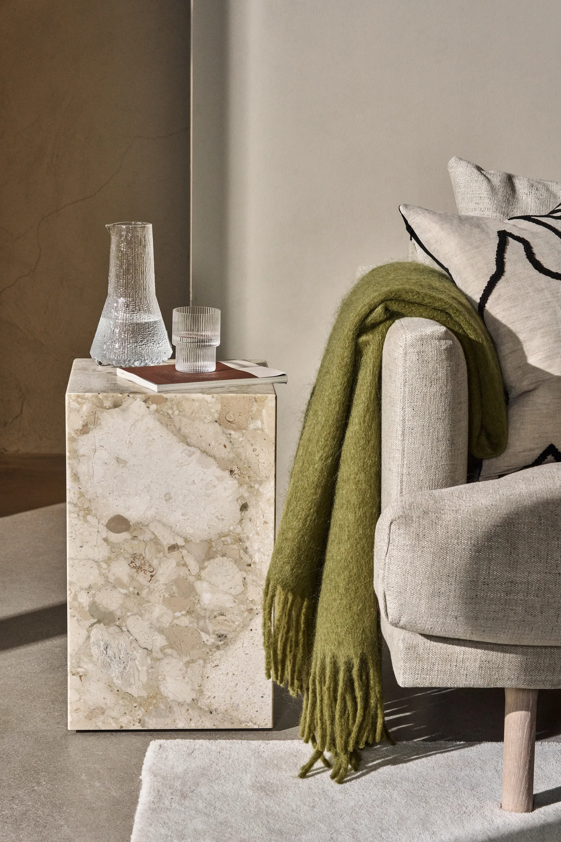 Dune mohair viltti 130x170 cm, Oliivi Scandi Living