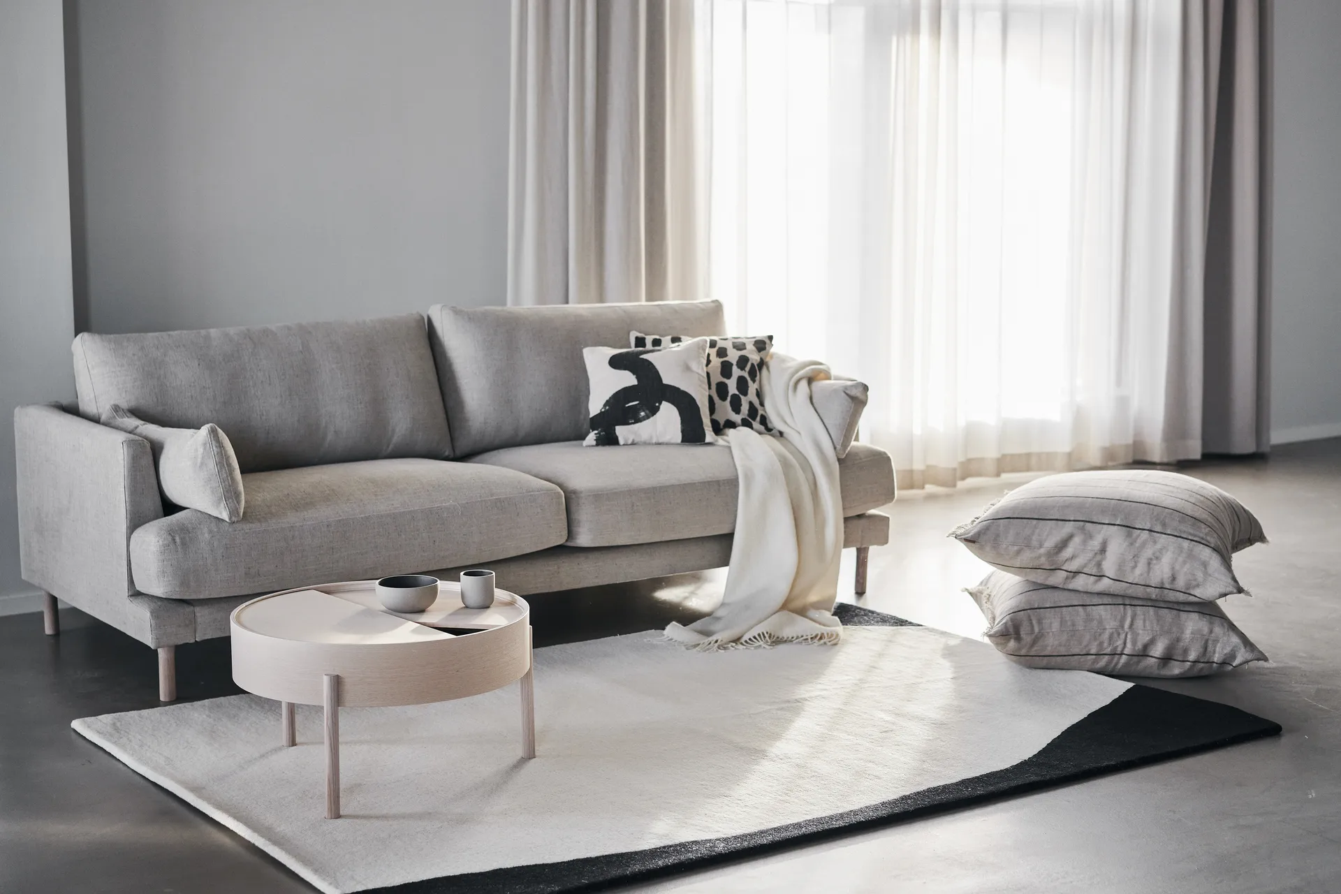Flow villamatto valkoinen-musta, 170x240 cm Scandi Living