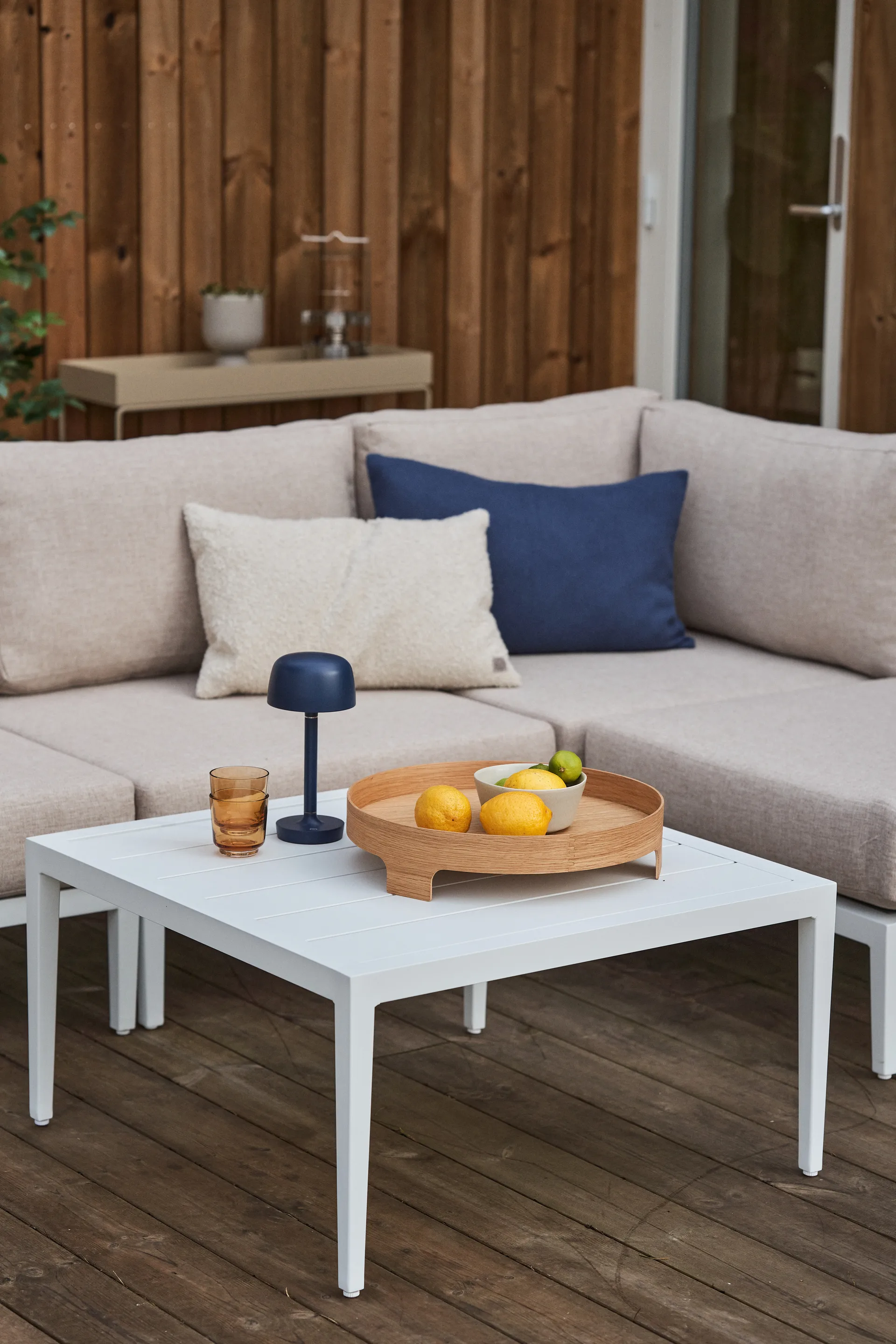 Halo kannettava pöytävalaisin 25,5 cm, Blue Scandi Living