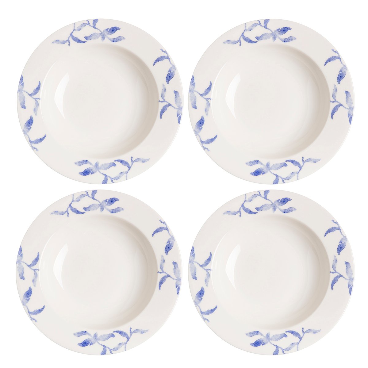 Scandi Living Havspil-lautanen, syvä, 23 cm 4-pack sininen-valkoinen