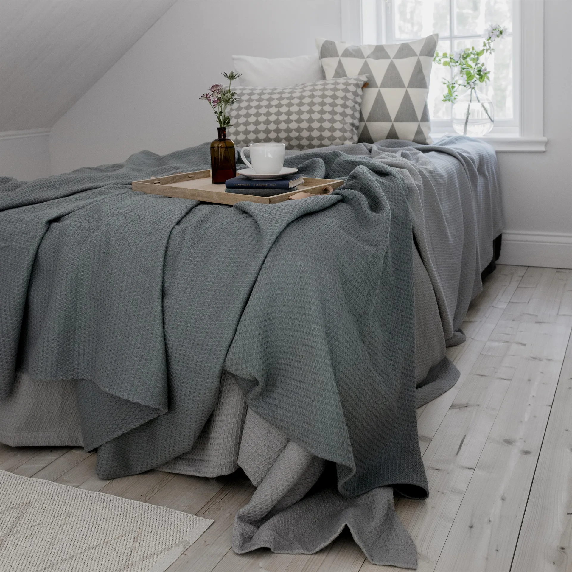 Kimono päiväpeite 260x260 cm, dusty petrol Scandi Living