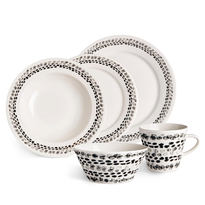 Klappersten-lautanen 28 cm 4-pack, musta ja valkoinen Scandi Living