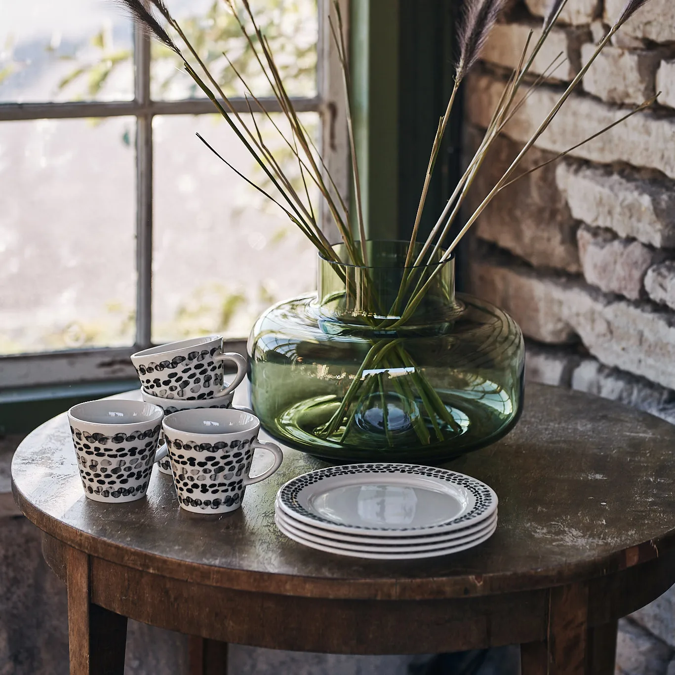 Klappersten-leipälautanen 21 cm 4-pack, musta ja valkoinen Scandi Living