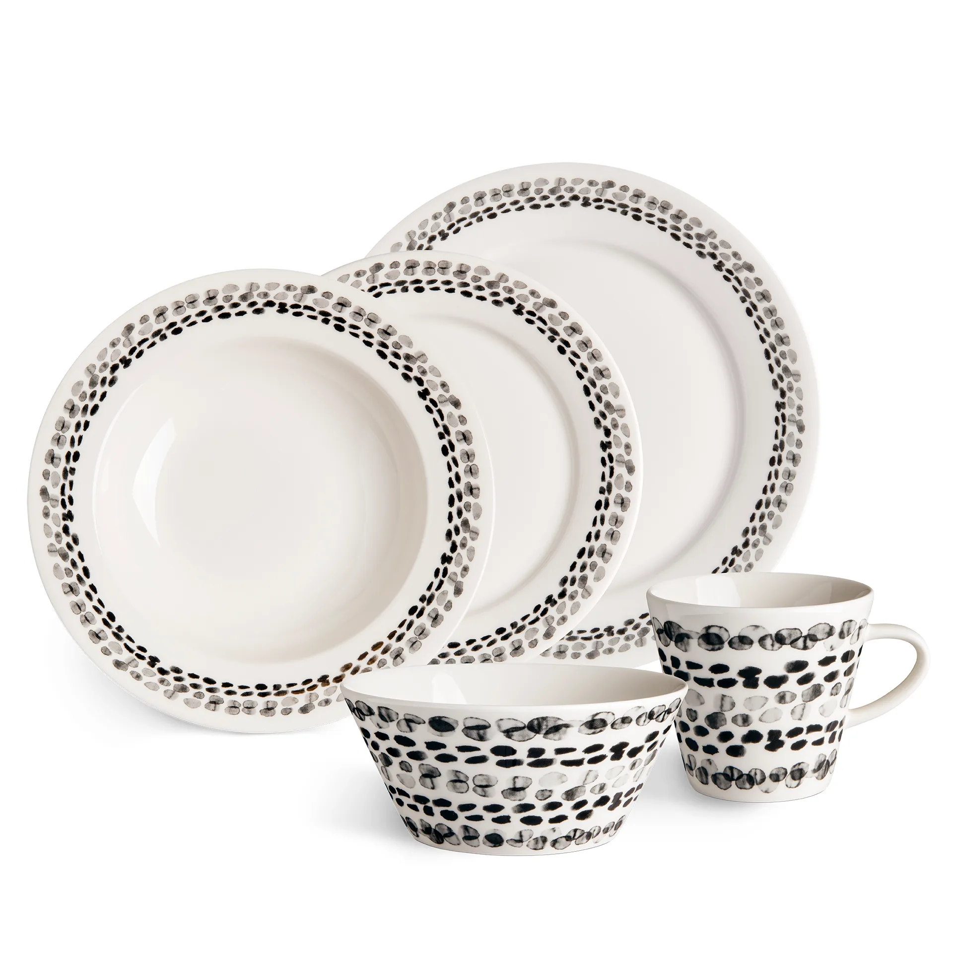 Klappersten-leipälautanen 21 cm 4-pack, musta ja valkoinen Scandi Living