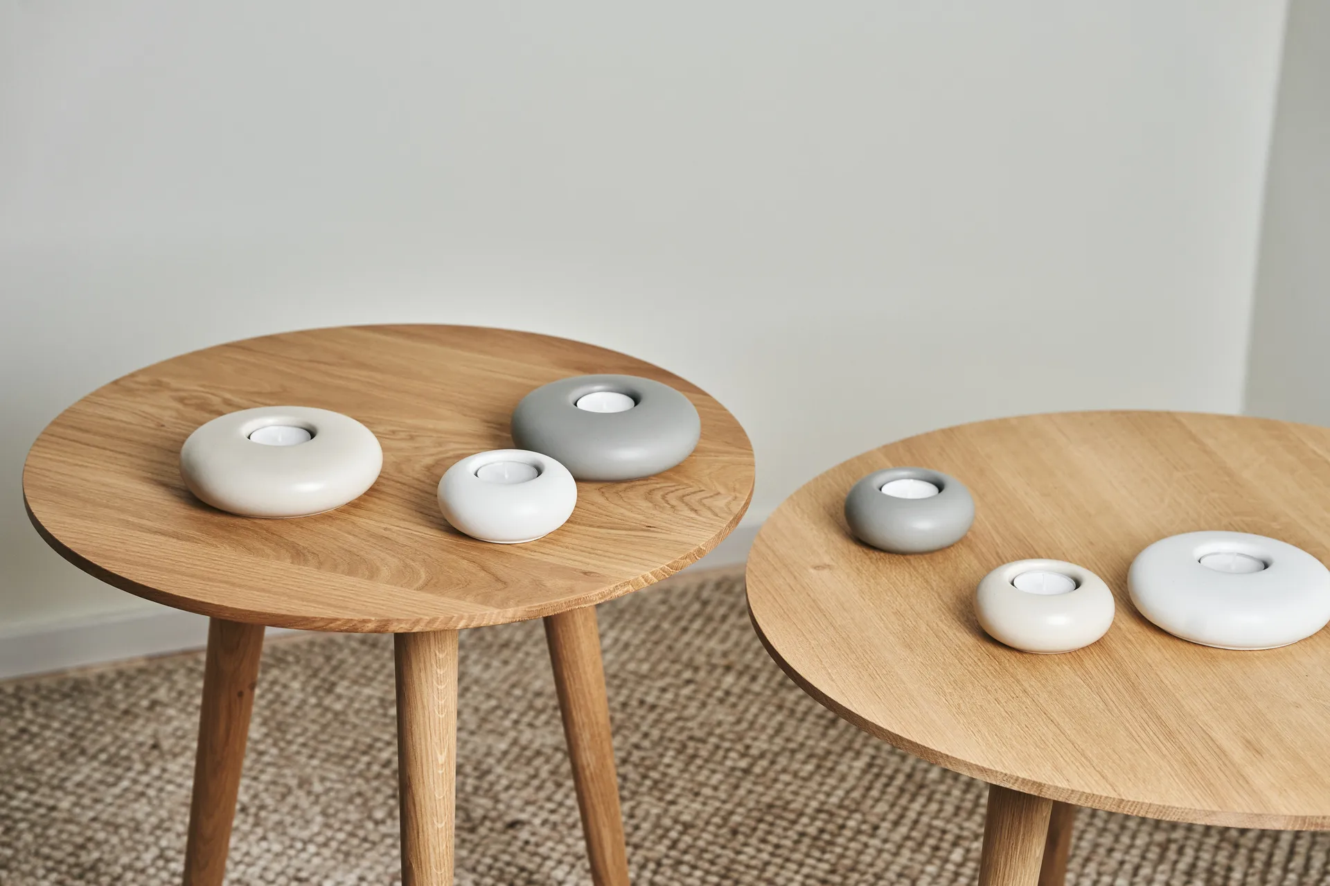 Stone lyhty Ø9 cm, Beige Scandi Living