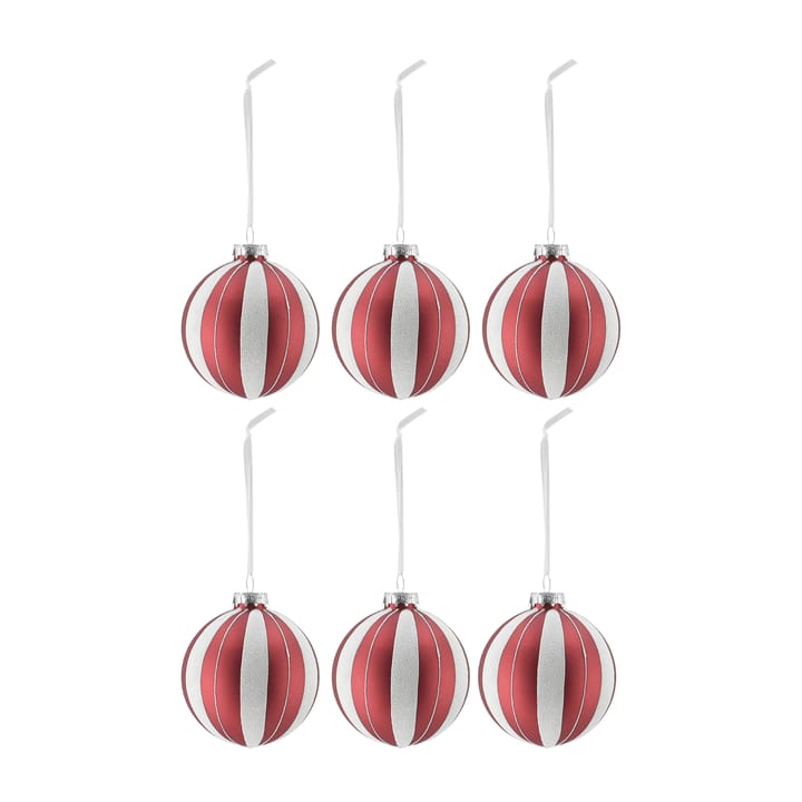 Tradition joulukuusenpallo 6 kpl - Red/white - Scandi Living