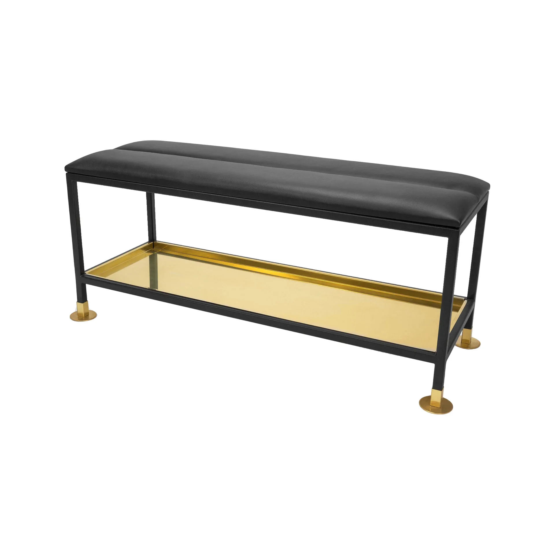 Kenkähylly 11, Musta/messinki, musta nahkatyyny Scherlin