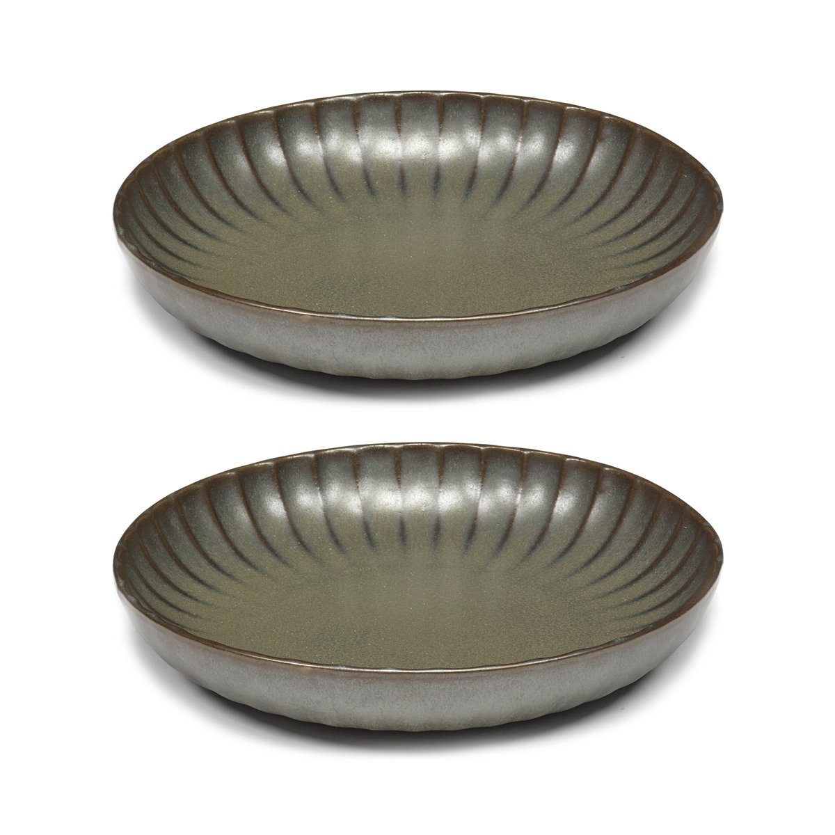 Serax Inku high lautanen M 21 cm 2 kpl Green | Skandinaavinen Sisustus | Syvät lautaset | Vihreä