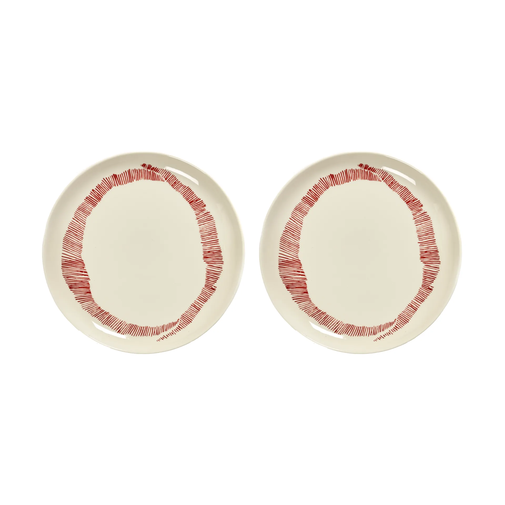 Ottolenghi Feast lautanen M Ø22,5 cm 2-pakkaus, White stripes-red Serax