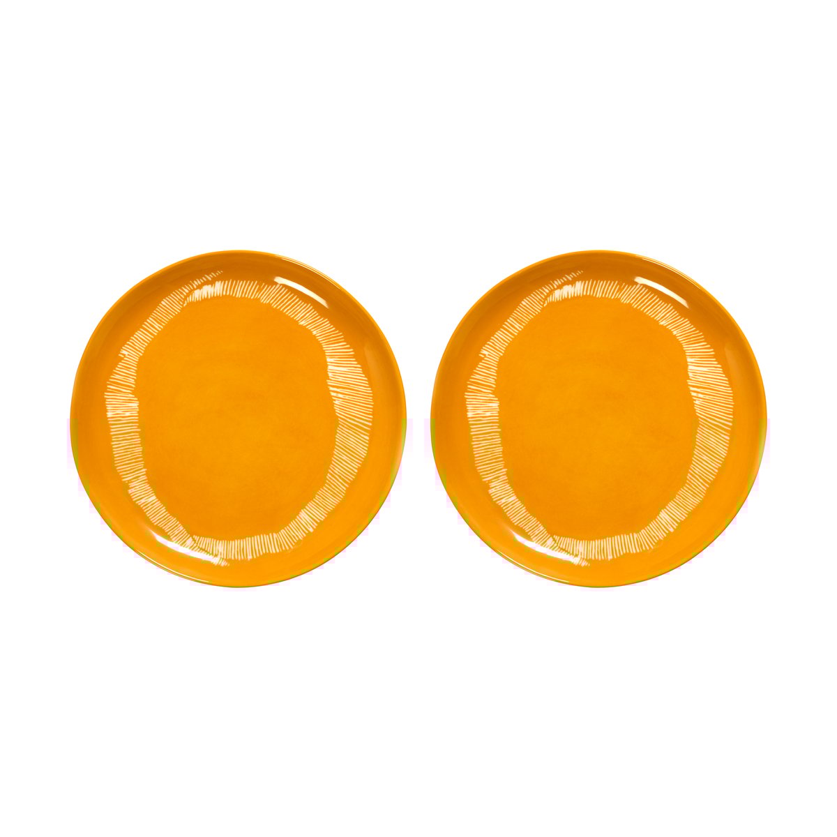 Serax Ottolenghi Feast lautanen M 22,5 cm 2-pakkaus Yellow stripes-white