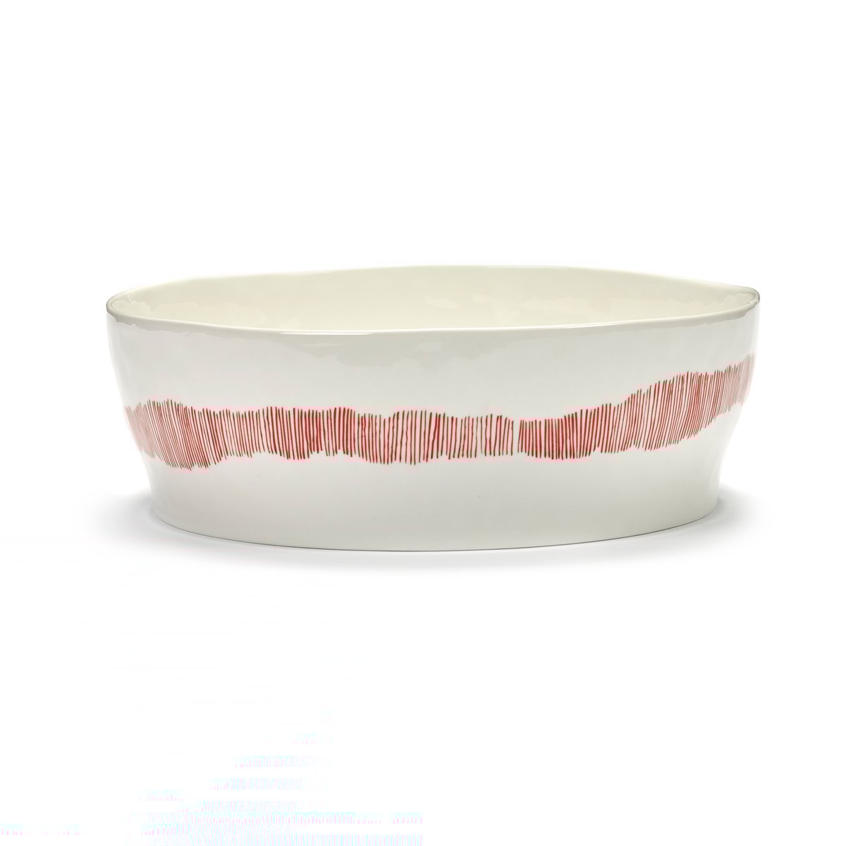 Serax Ottolenghi Feast salaattikulho 27,5 cm White stripes-red