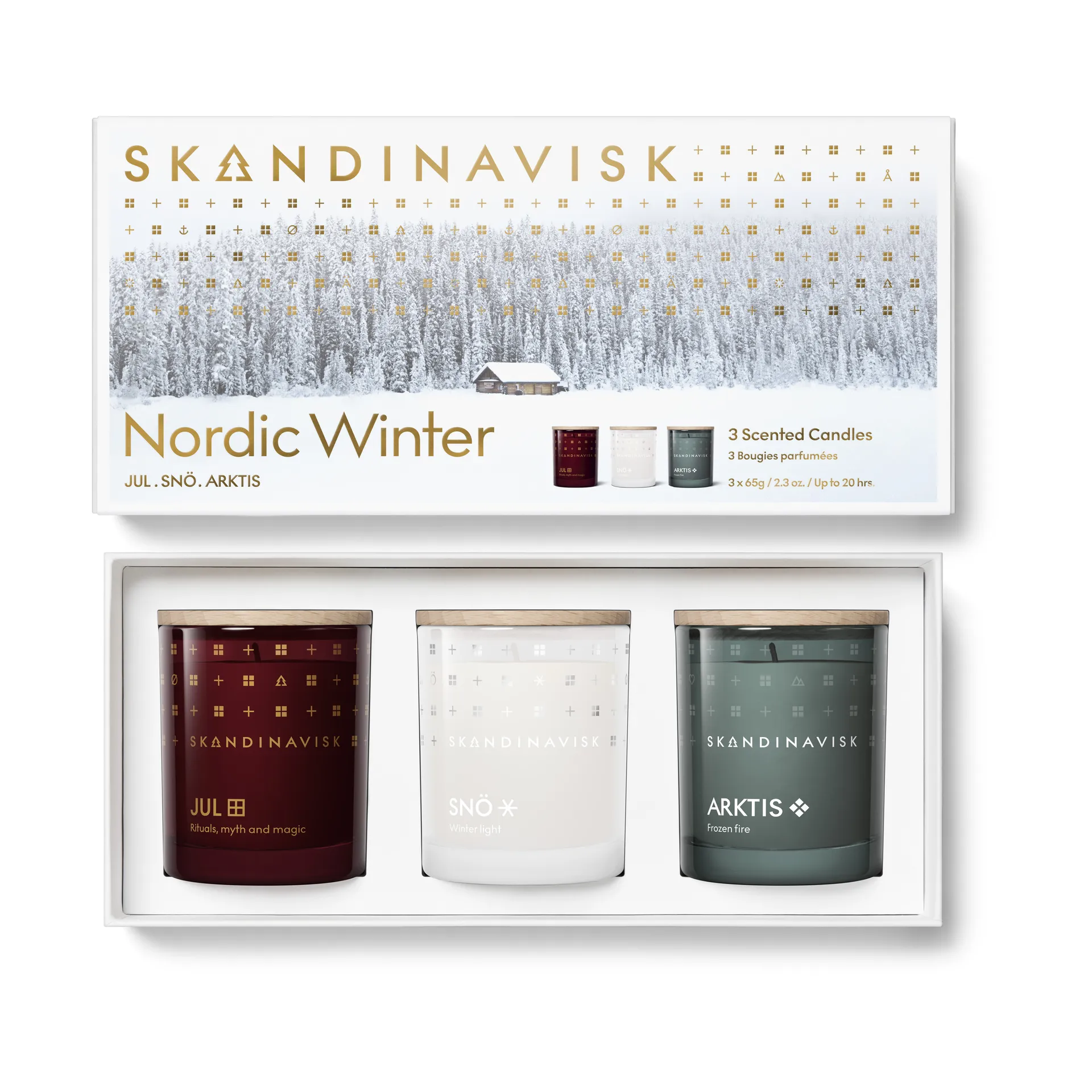 Nordic Winter -tuoksukynttilälahjasetti, 3 osaa, 65 g Skandinavisk