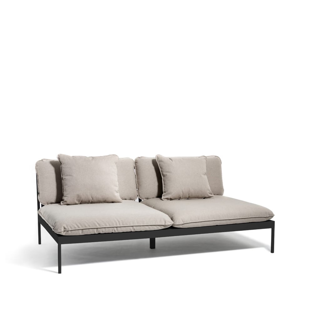 Skargaarden Bönan moduulisohva Sunbrella Ashe light grey, 2-istuttava, tummanharmaa alumiinirunko