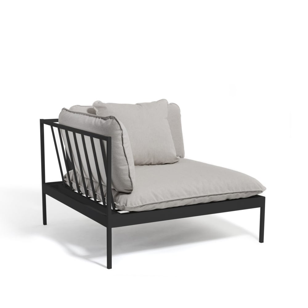 Skargaarden Bönan moduulisohva Sunbrella Sling light grey, kulmaosa, tummanharmaa alumiinikehys