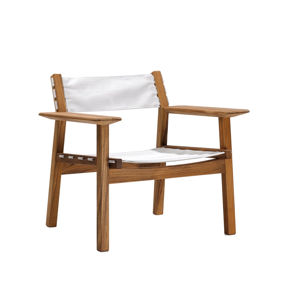 Skargaarden Djurö lounge-nojatuoli Batyline white, tiikki